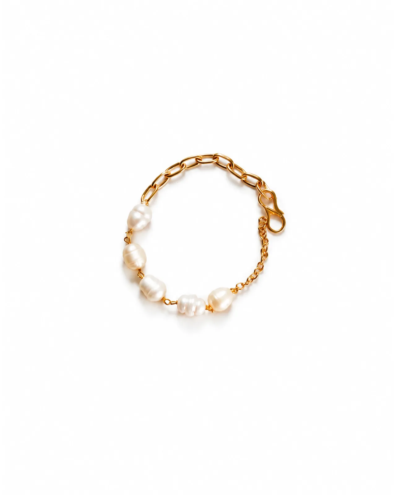 Baroque pearl rakhi for kids with cream pearls on a red and gold cord