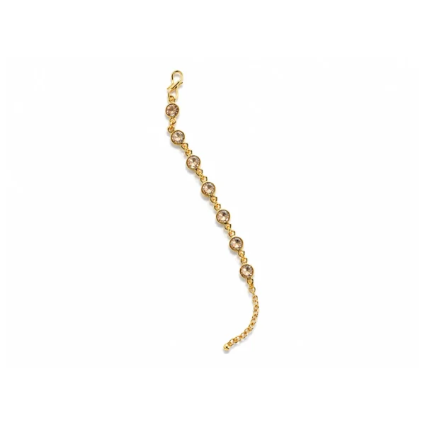 Chamak & Saath rakhi and bracelet set with gold-tone chain and gemstone accents for kids