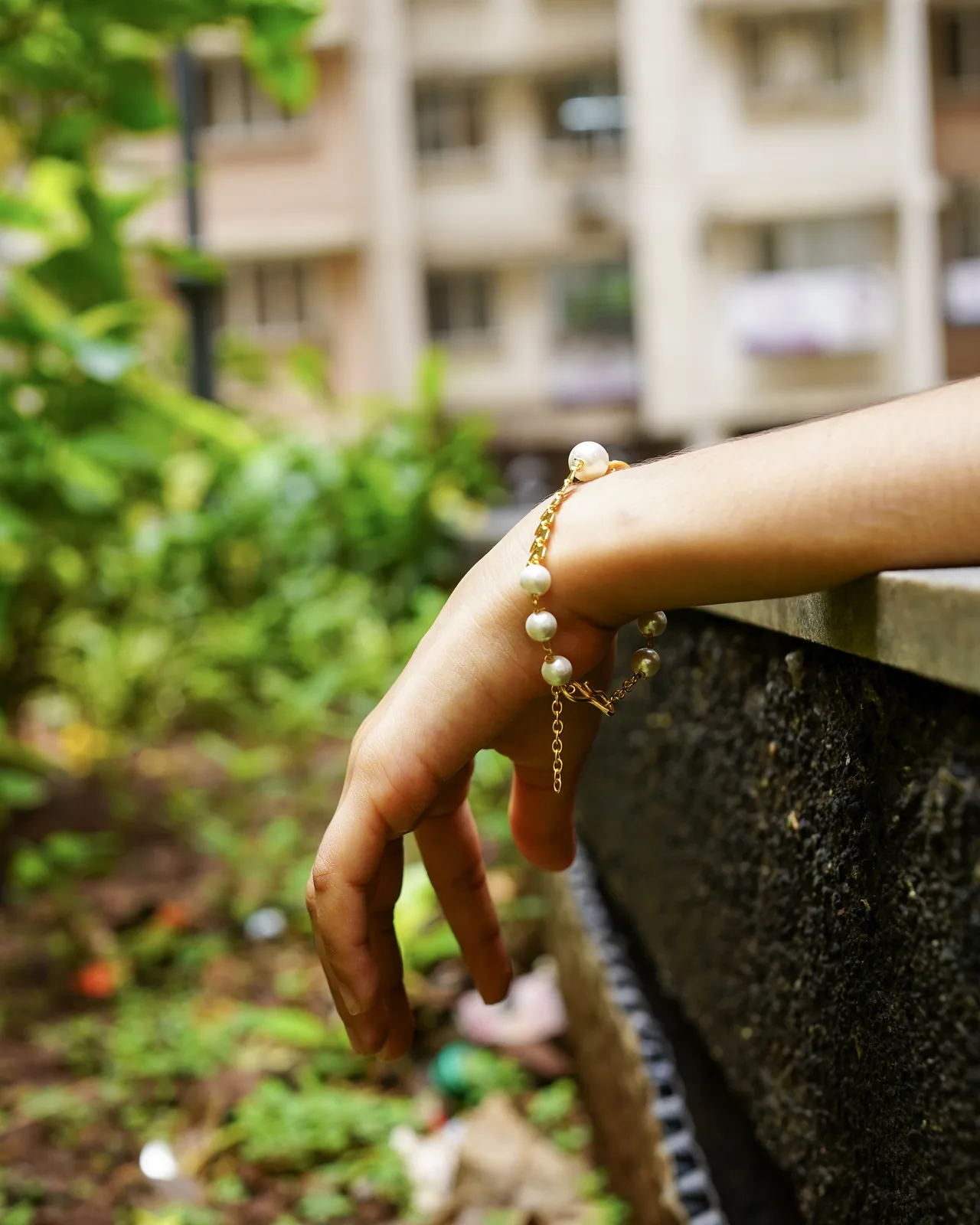 Evermore Pearl Rakhi Bracelet 2 Evermore Pearl Rakhi Bracelet worn