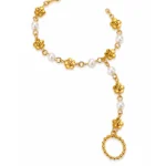 Pearl hathphool for kids showing floral ring, hand chain and matching bracelet set