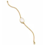 Mother-of-pearl rakhi bracelet with adjustable gold-tone chain and oval charm