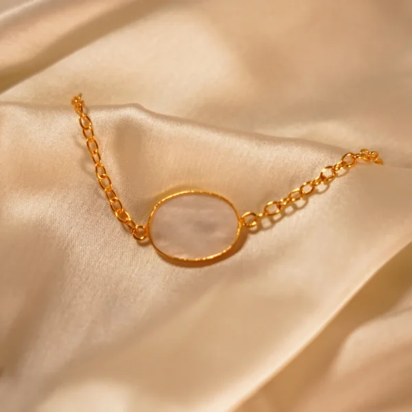 The Mother Pearl Rakhi worn